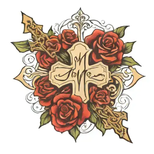 Crosses And Mom In Cursive Writing