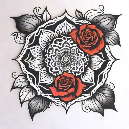Red Rose Mandala Design Incorporating