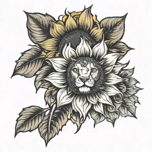 Leo Zodiac Sign And Sunflower