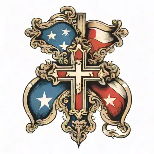 Texas Flag And Cross