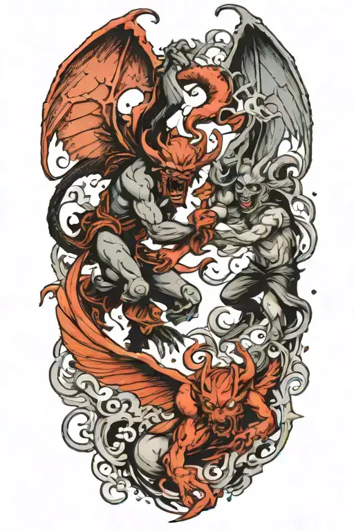 Demons And Angels Fighting