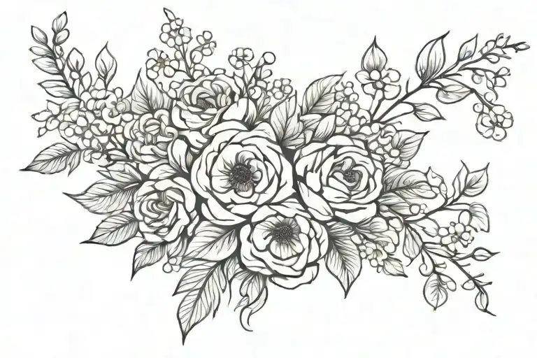 Birth Flower Bouquet Surrounded