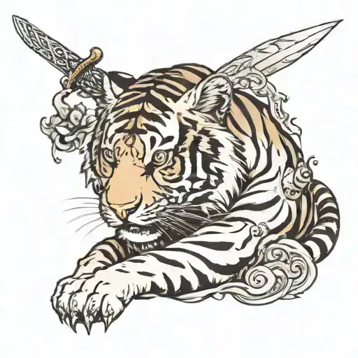 Tiger With A Sword Piercing