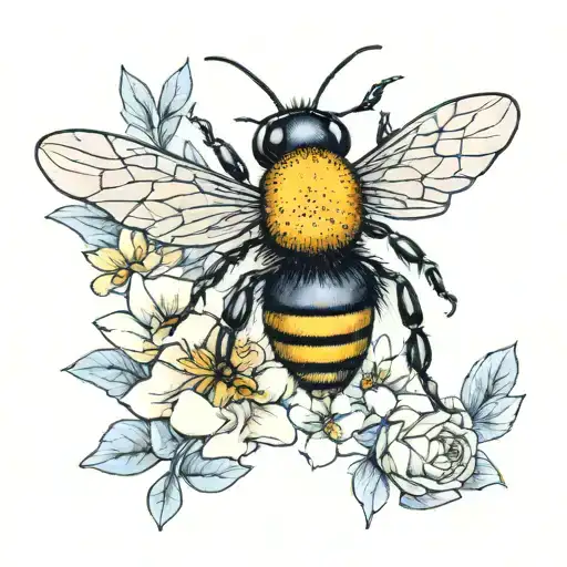 A Tiny Bee On The Inside Of The Girl's Arm