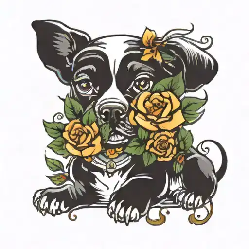 Dog With Flowers