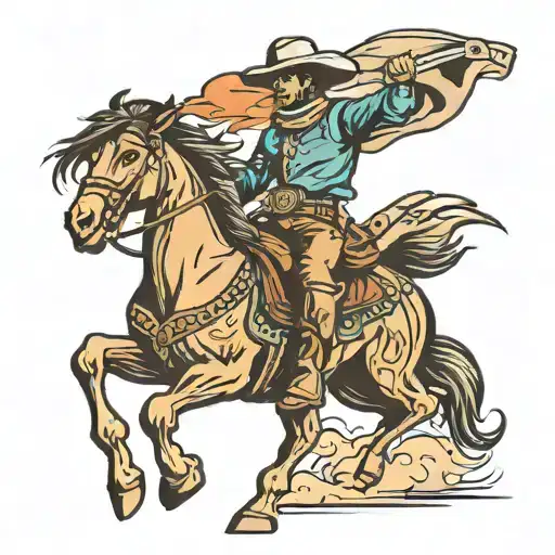 Wild Wild West Cowboy Riding A Horse