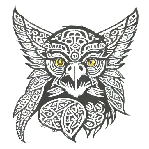 Monkey-eating Eagle Face With Samoan Patterns