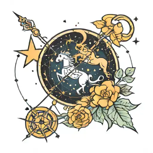 Sagittarius Constellation Intertwined With Gemini