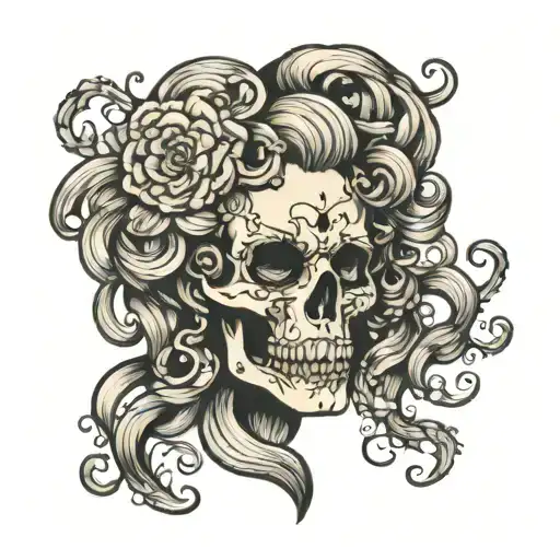 Female Skull With Curly Hair
