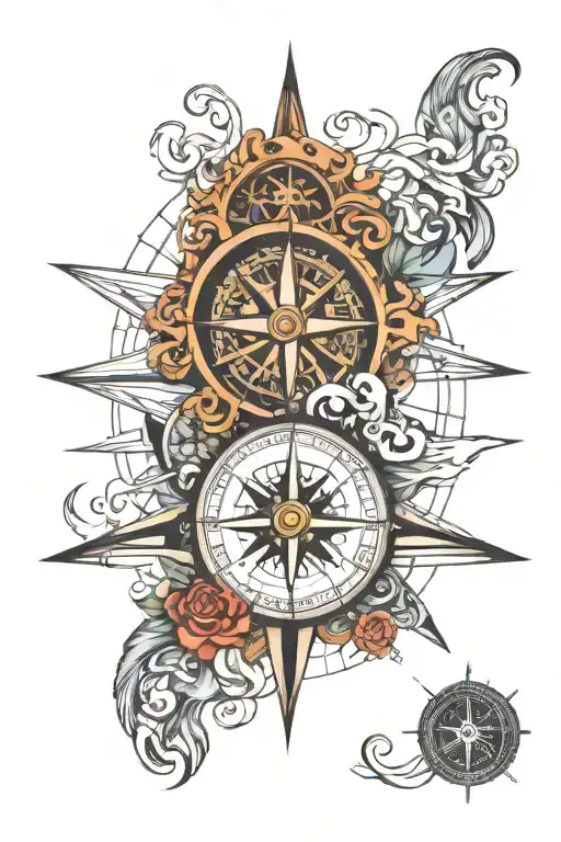 Compass Surrounded By Various