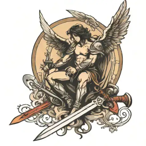 Fallen Angel Holding A Sword