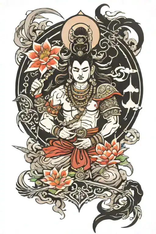 Design Me A Tattoo For Arm That Should Have Shiva And Japanese Samurai