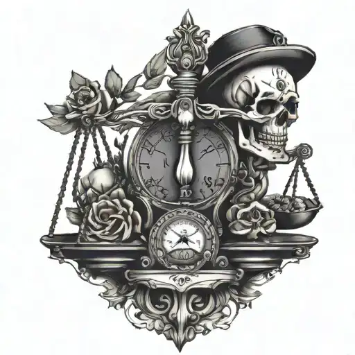 Balance Scale With Skull And Face