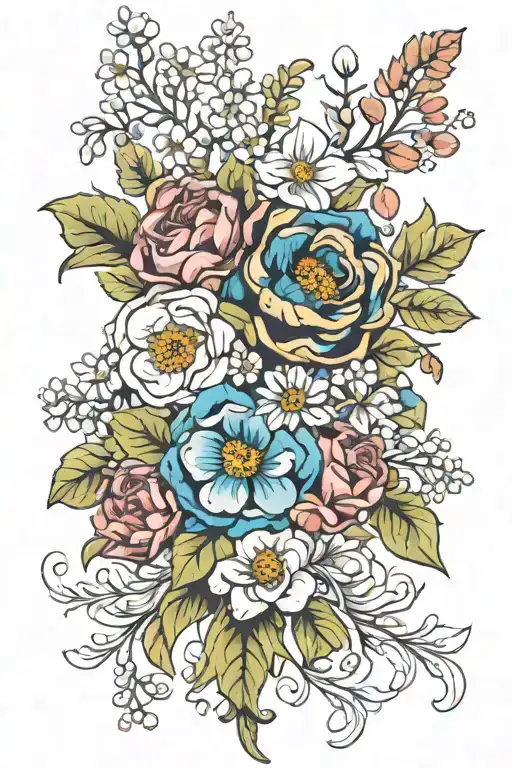 Birth Flower Bouquet Tied