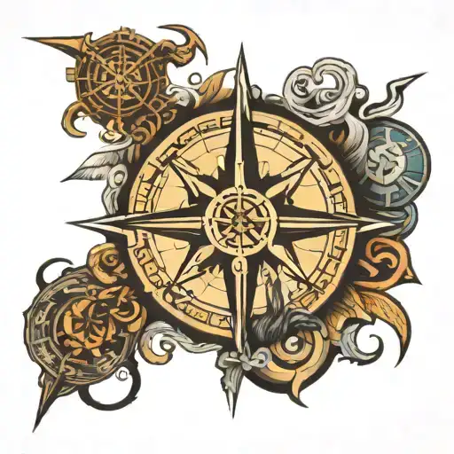 Norse Compass Surrounded By Various