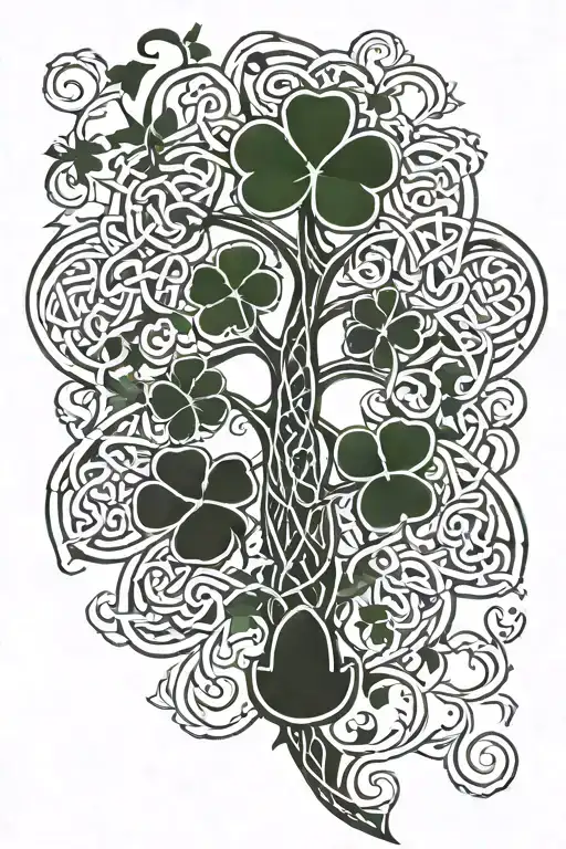 Celtic Trinity Knot Shamrock With Family Tree Within It