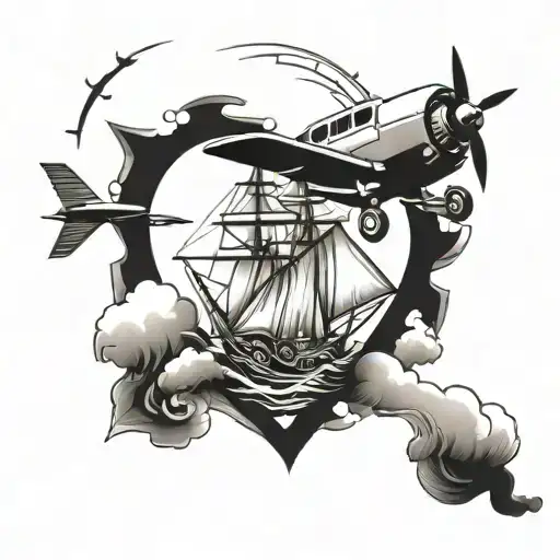 Ship And 5B Vega Airplane