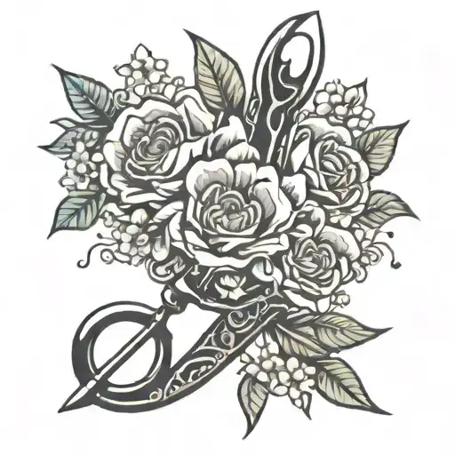 Paw Scissors Floral Design