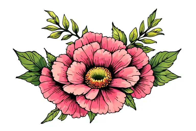 October July June Birth Flower Tattoo Design