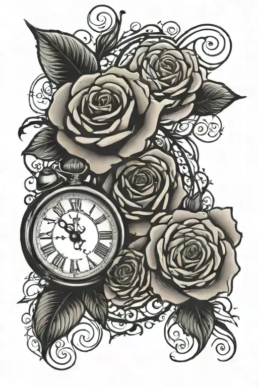 Roses With Clock And Eye