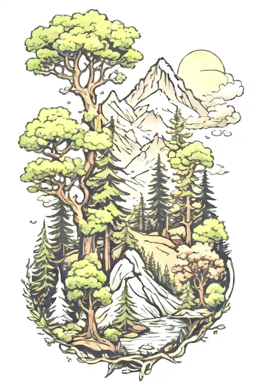 Forest And A Mountain