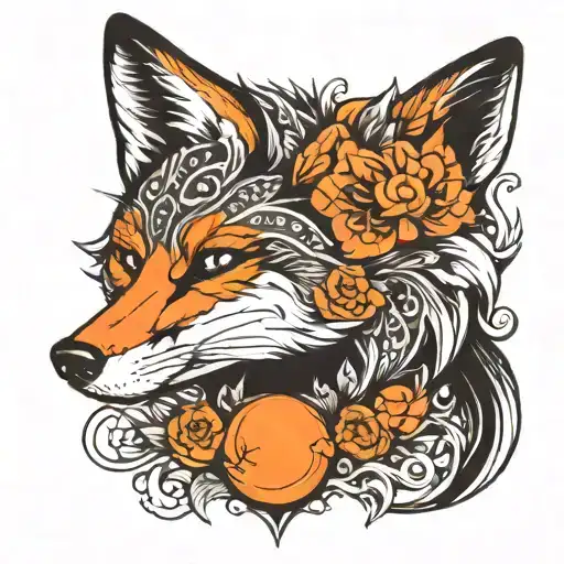 Black And White Fox With Orange Ones