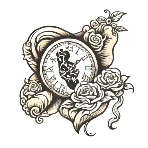 Baby Footprint With Heart Shaped Clock