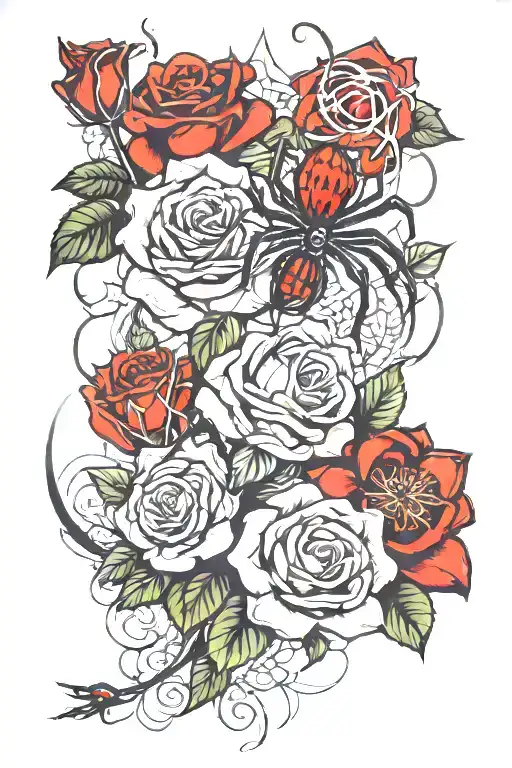 Roses And Red Spider Lilys