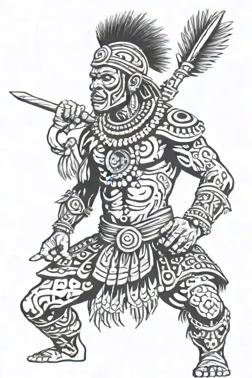 Zulu Tribe Warrior Wielding