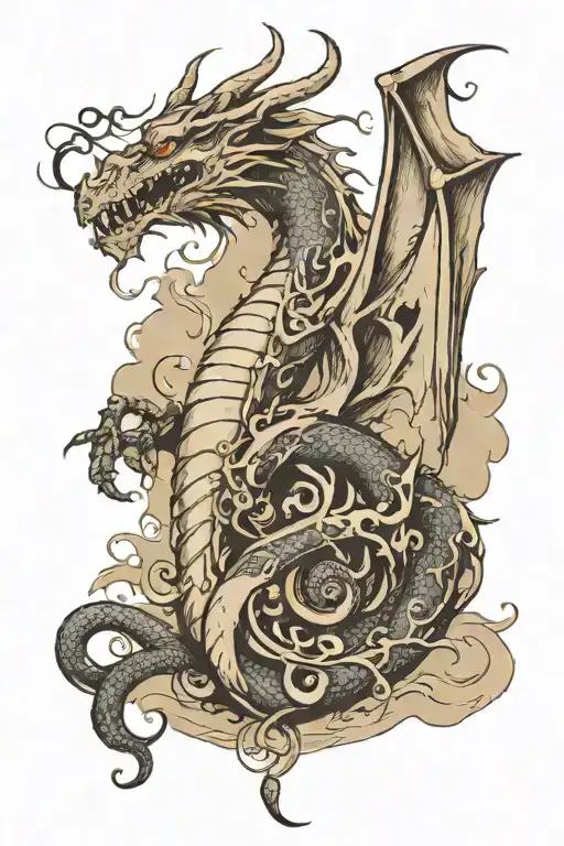 A Dragon Breathing Musical Notes On A Sandy Beach