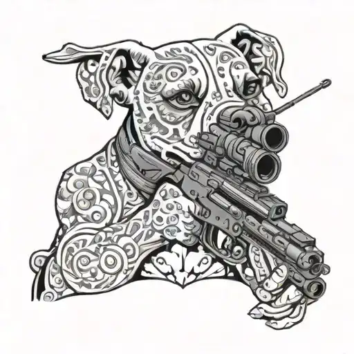 Day Of The Dead Pitbull Aiming A Sniper Rifle