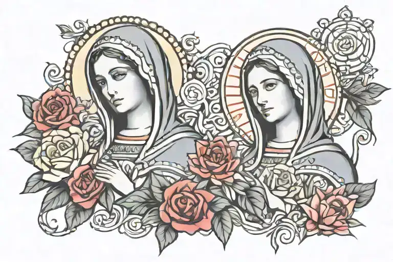 Virgin Mary Wearing Mexico Flag