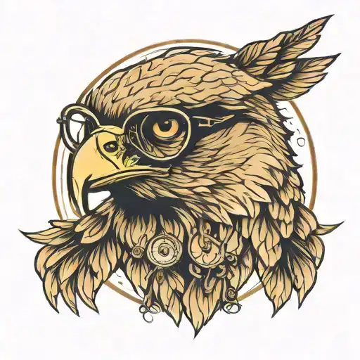 Hawk With Glasses Tiping Glasses With Wing