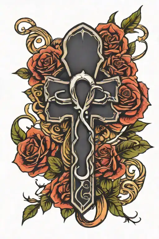 Horse Shoe Rose Cross