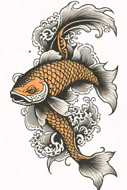 Koi Fish Swimming Upstream