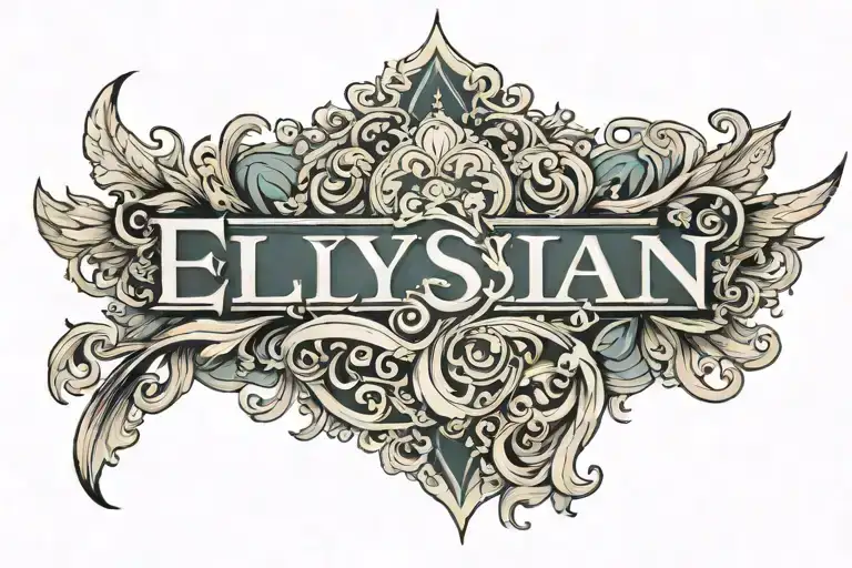 Word 'Elysian' Written Across Thigh