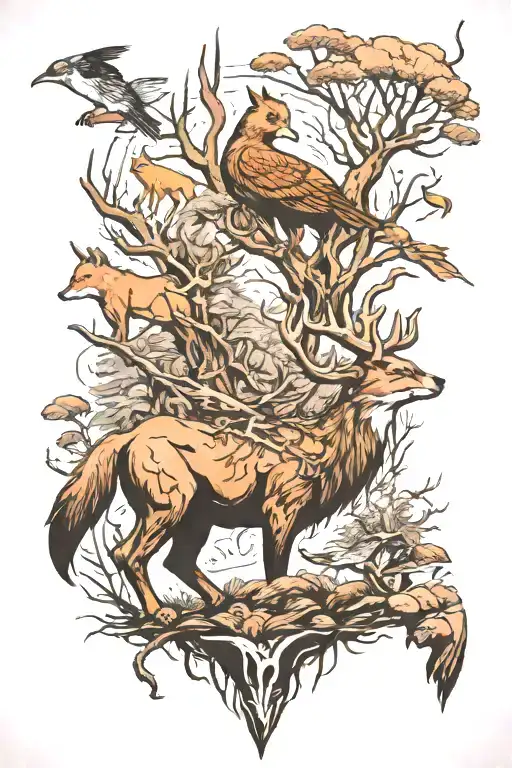 Wildlife Hunting Scene