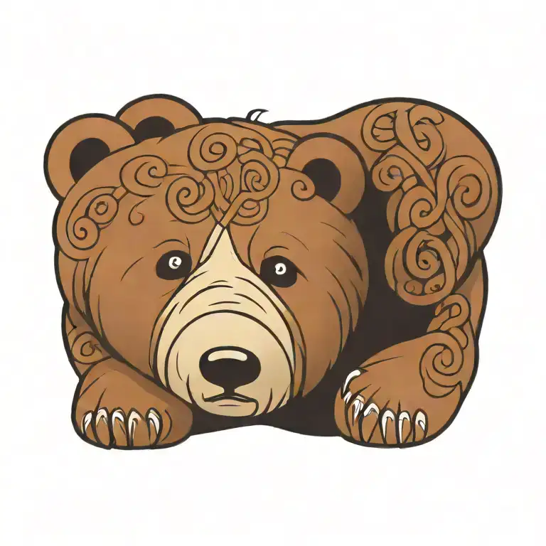 Cute Floppy Roly-poly Bear Surrounded By Celtic Knots