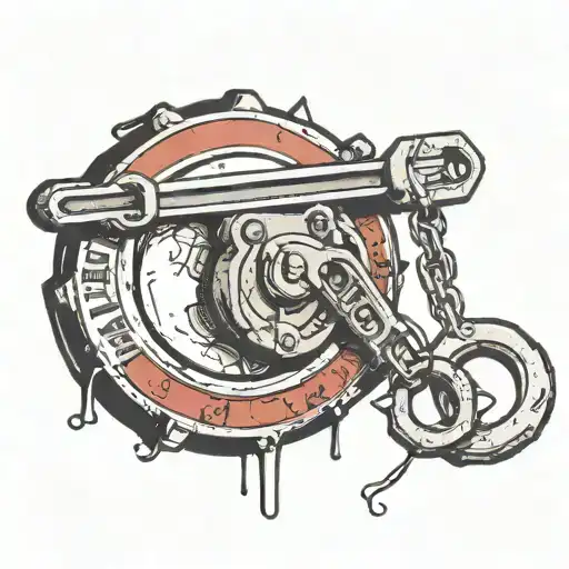 Broken Stop Sign With Handcuffs Hanging From It