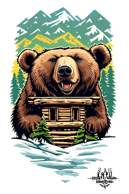 Log Cabin Grizzly Bear