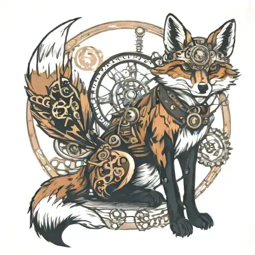 Steampunk Fox Sitting