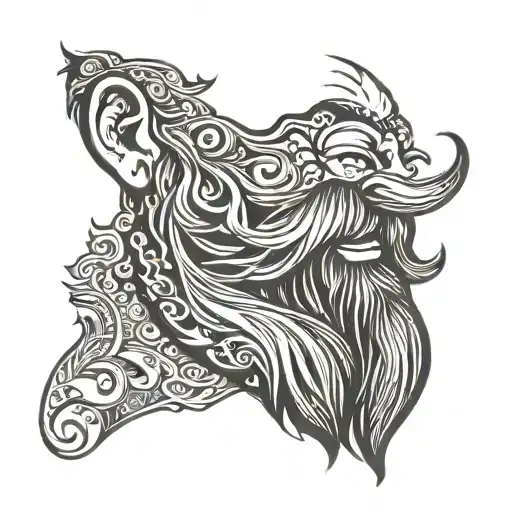 Beard Printed On A Black Background