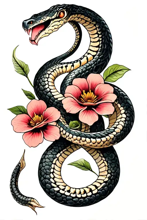 Snake Bones With Flowers Growing Out Of It