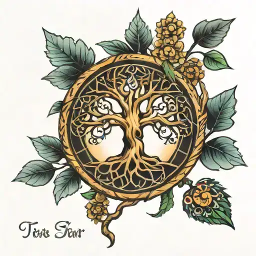 Tree Of Life With Vegvisir Symbol