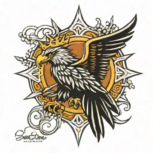 Crown Sun Eagle Ivy Cross