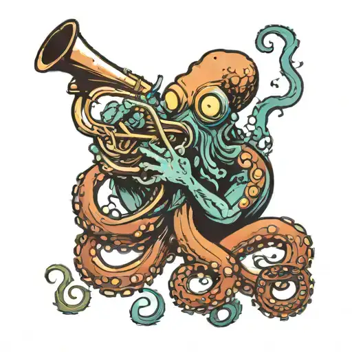 A Ska Punk Octopus Playing A Trumpet