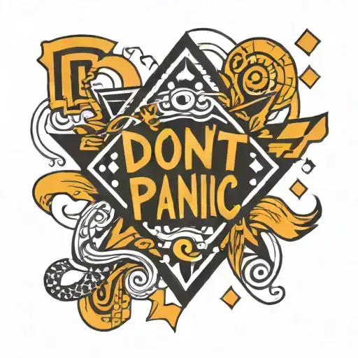 Don't Panic Black Bold Text Surrounded By Geometric Shape Pattern