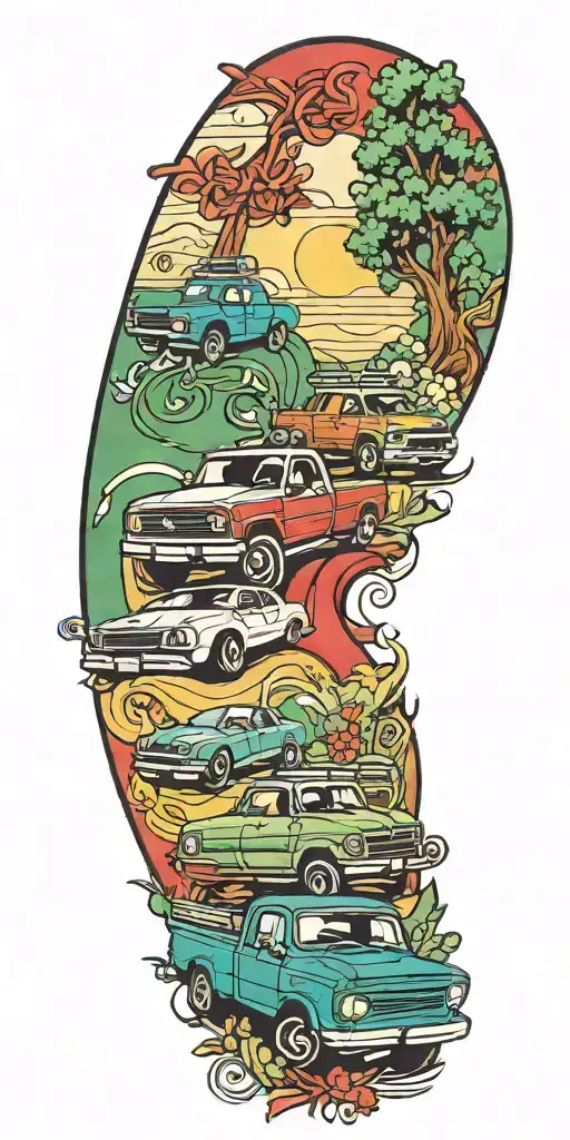 Pickup Truck Camping Italian Flag Intertwined