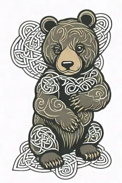 Cute Sitting Bear Celtic Knots Love