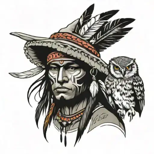 Native American With Owl Hat